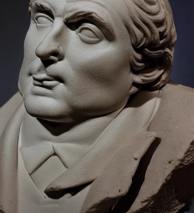 Prompt: Mesmerizing Classical Greek bust of Carl Sagan, with a dreamy look into the deep space