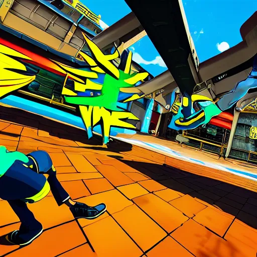 Prompt: jet set radio sequel screenshot, ps 5, cel - shading, unreal engine 5, 2 0 2 2