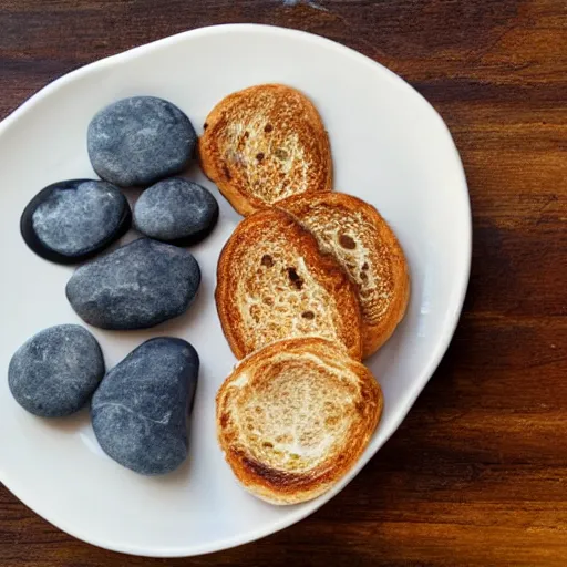 Prompt: breakfast made out of rock