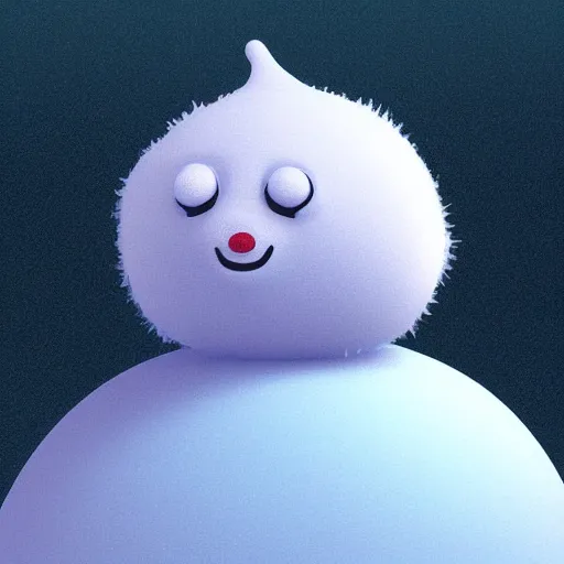 Prompt: a portrait of a mochi snowball - cannabis cute friendly leaf character snowboarding in a gelatinous environment 3 d rendered in octane, by eyvind earle artgerm