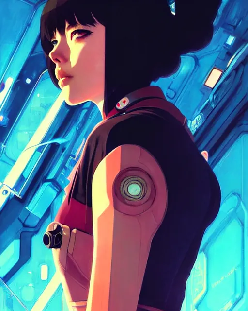 Image similar to spacehip | | audrey plaza, warframe ship, fine detail!! anime!! realistic shaded lighting!! poster by ilya kuvshinov katsuhiro otomo ghost - in - the - shell, magali villeneuve, artgerm, jeremy lipkin and michael garmash and rob rey