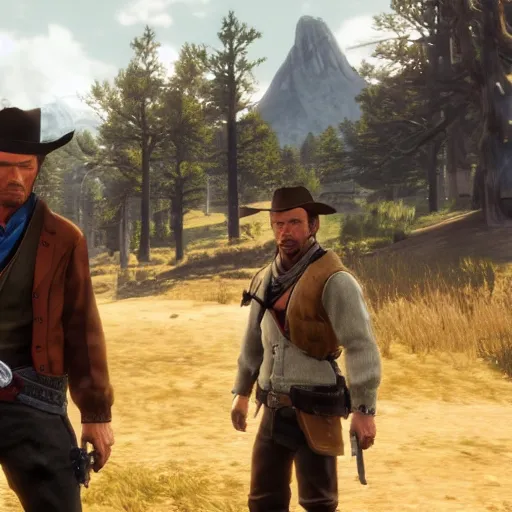 Prompt: arthur morgan duel clint eastwood gunkata