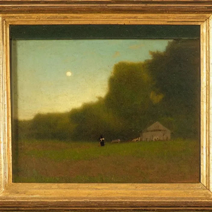 Prompt: a building in a landscape, by george inness