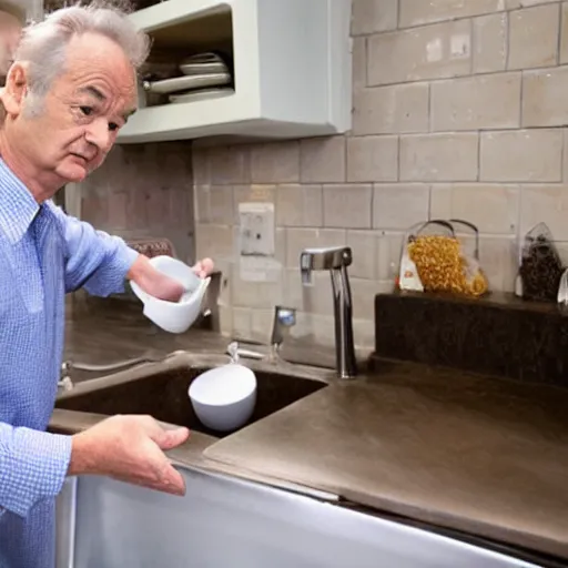 Image similar to bill murray washing dishes,