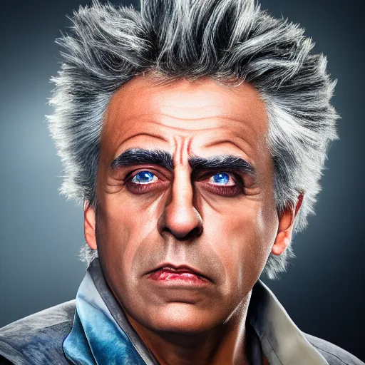 Prompt: rick sanchez closeup photograph dslr photorealistic, studio lighting, ektachrome, detailed, intricate, face detail, perfect face, fine detailes, realistic shaded, fine - face, pretty face