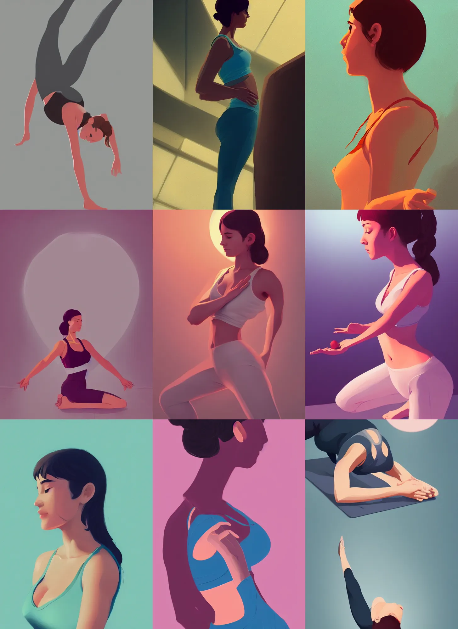 Prompt: very detailed photo of innocent yoga instructor, beautiful, pretty face, curvaceous, 4 k, cinematic lighting, highly detailed, sharp focus, artstation, masterpiece, art by atey ghailan