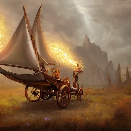 Prompt: Dragnipur wagon, fantasy art, malazan