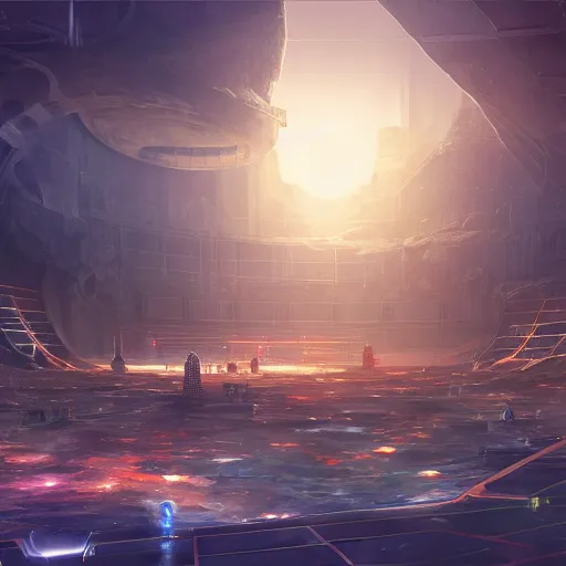 Prompt: the agora if it was made in the future with social spaces, concept art, 4k