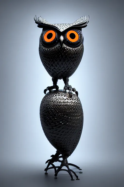 Image similar to complex 3 d render ultra detailed of a beautiful porcelain profile of a mechanical owl made of iron, cable wires, microchip, elegant, hyper realistic, ultra detailed, octane render, jamie hewlett style, volumetric lighting, 8 k post - production