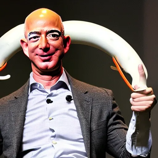 Image similar to jeff bezos with ram horns