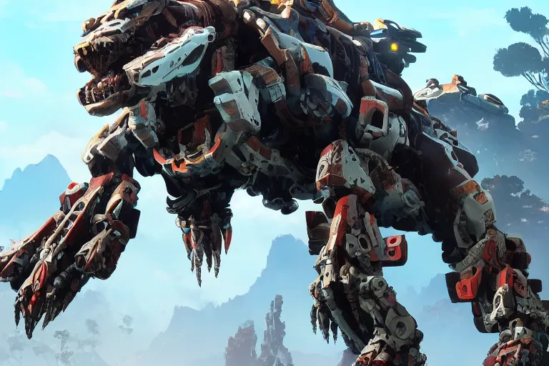 Image similar to burrower machine mecha animal beast robot of horizon forbidden west horizon zero dawn bioluminiscence global illumination ray tracing hdr fanart arstation by sung choi and eric pfeiffer and gabriel garza and casper konefal