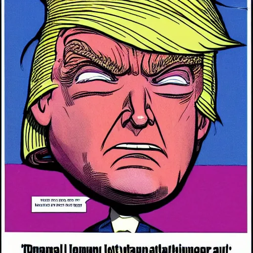 Image similar to donald trump's head as modok, the mental organism designed only for killing, little man in hovering throne, full body, psychic alien with huge head, marvel supervillain character