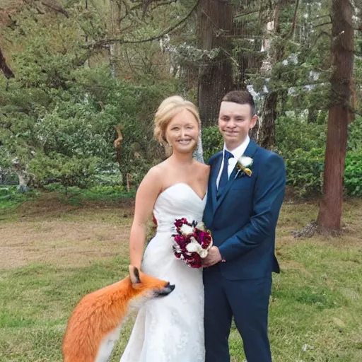 Prompt: wedding of groom and a fox