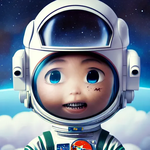 Image similar to an epic chibi comic book style portrait painting of an astronaut, character design by mark ryden and pixar and hayao miyazaki, unreal 5, daz, hyperrealistic, octane render, cosplay, dynamic lighting, intricate detail, cinematic