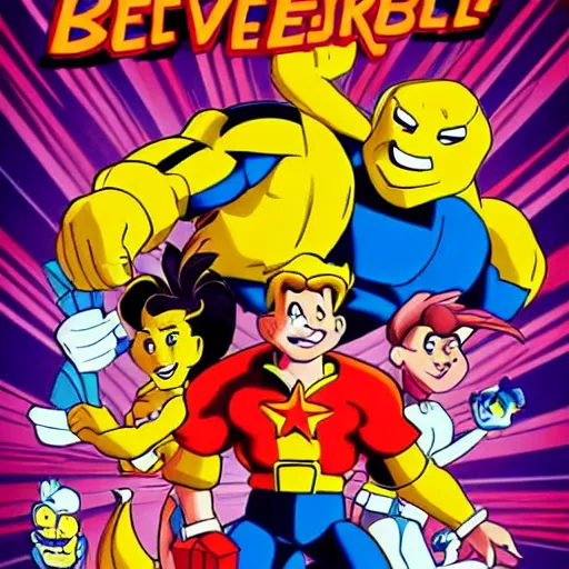 Image similar to 90s cartoon blockbuster movie rental, wavy