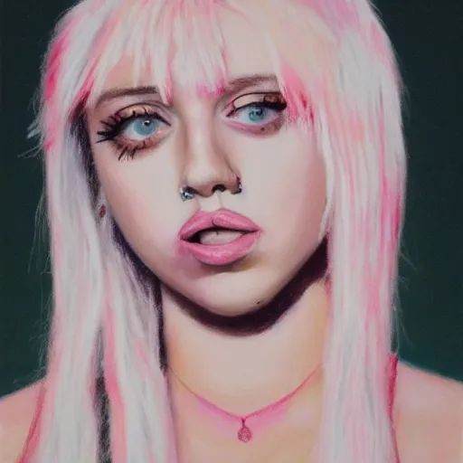 Image similar to pastel painting of billie eillish as a