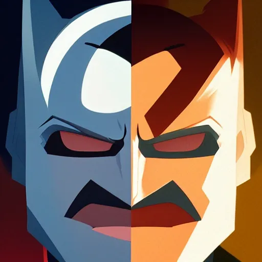 Image similar to face icon stylized minimalist batman : the animated series, loftis, cory behance hd by jesper ejsing, by rhads, makoto shinkai and lois van baarle, ilya kuvshinov, rossdraws global illumination