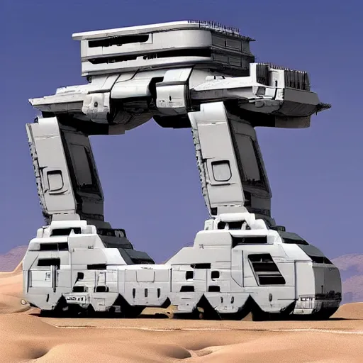 Image similar to Sci-Fi industrial futuristic Brutalism huge carrier vehicle desert