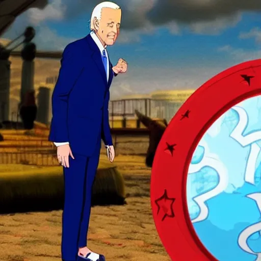 Image similar to still of Joe Biden in JoJo's Bizarre Adventure