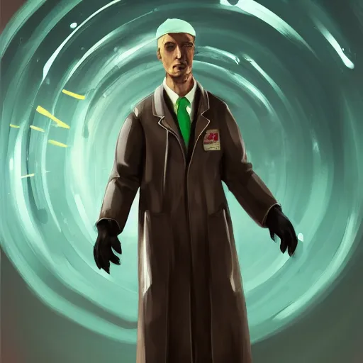 Image similar to concept art of elite scientist by jama jurabaev, secret society, trending on artstation, high quality, brush stroke, full body