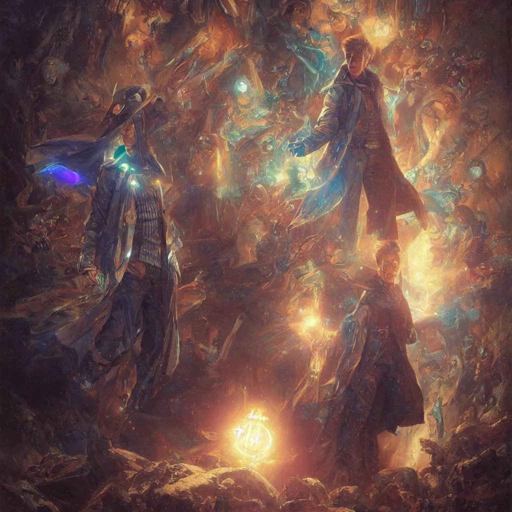 Image similar to david bowie as doctor who, radiant light, caustics, heroic, bright iridescent light, by gaston bussiere, bayard wu, greg rutkowski, maxim verehin