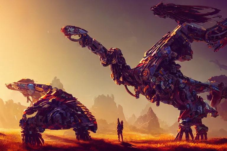 Image similar to glinthawk machine mecanical creature robot of horizon forbidden west horizon zero dawn radiating a glowing aura global illumination ray tracing hdr fanart arstation by ian pesty and alena aenami artworks in 4 k