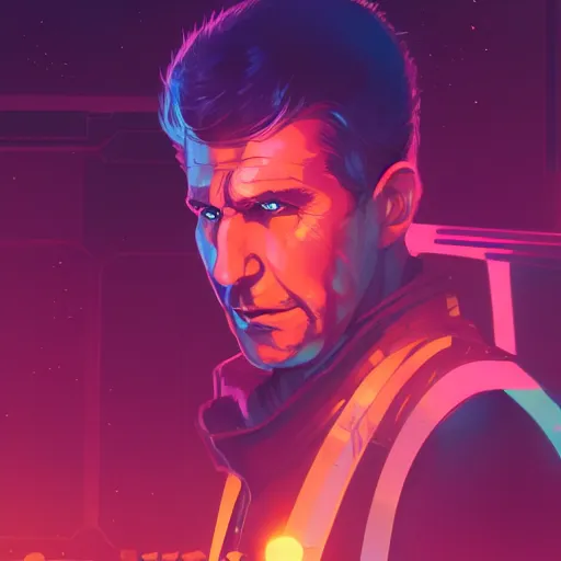 Prompt: Ridley Scott as Rick Deckard, ambient lighting, 4k, anime key visual, lois van baarle, ilya kuvshinov, rossdraws, artstation