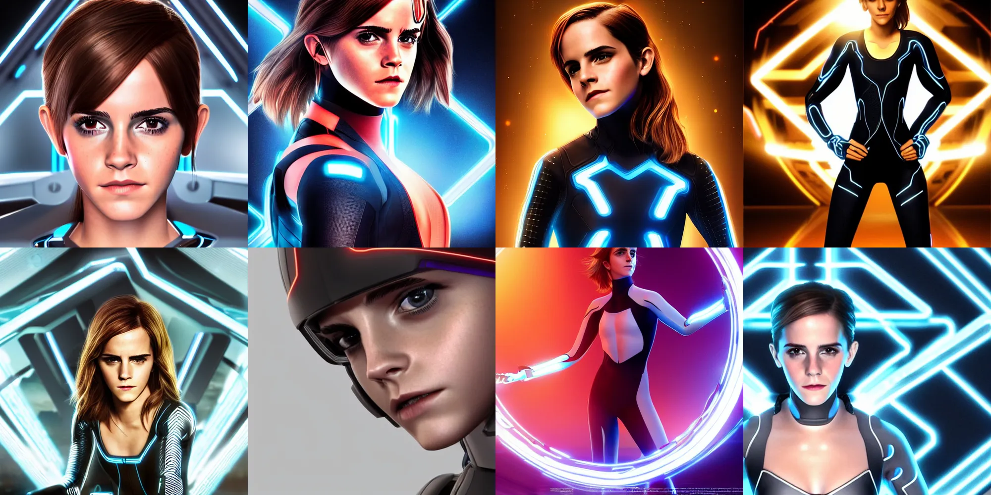 Prompt: emma watson in tron legacy ( 2 0 1 0 ), octane render, by artgerm