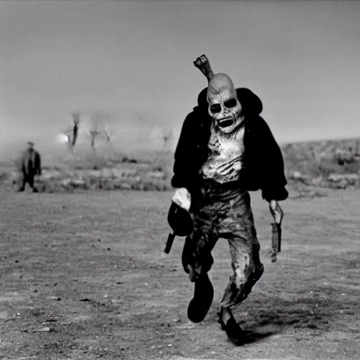 Prompt: real life irradiated walking zombie 1950s nuclear wasteland black and white award winning photo highly detailed, highly in focus, highly life-like Arriflex 35 II, by stanley kubrick