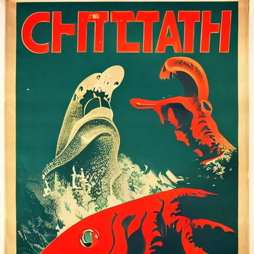 Image similar to A vintage poster of C'thulhu as Big Brother