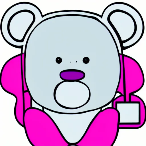 Image similar to a cute pink cuddly bear wearing headphones vector logo