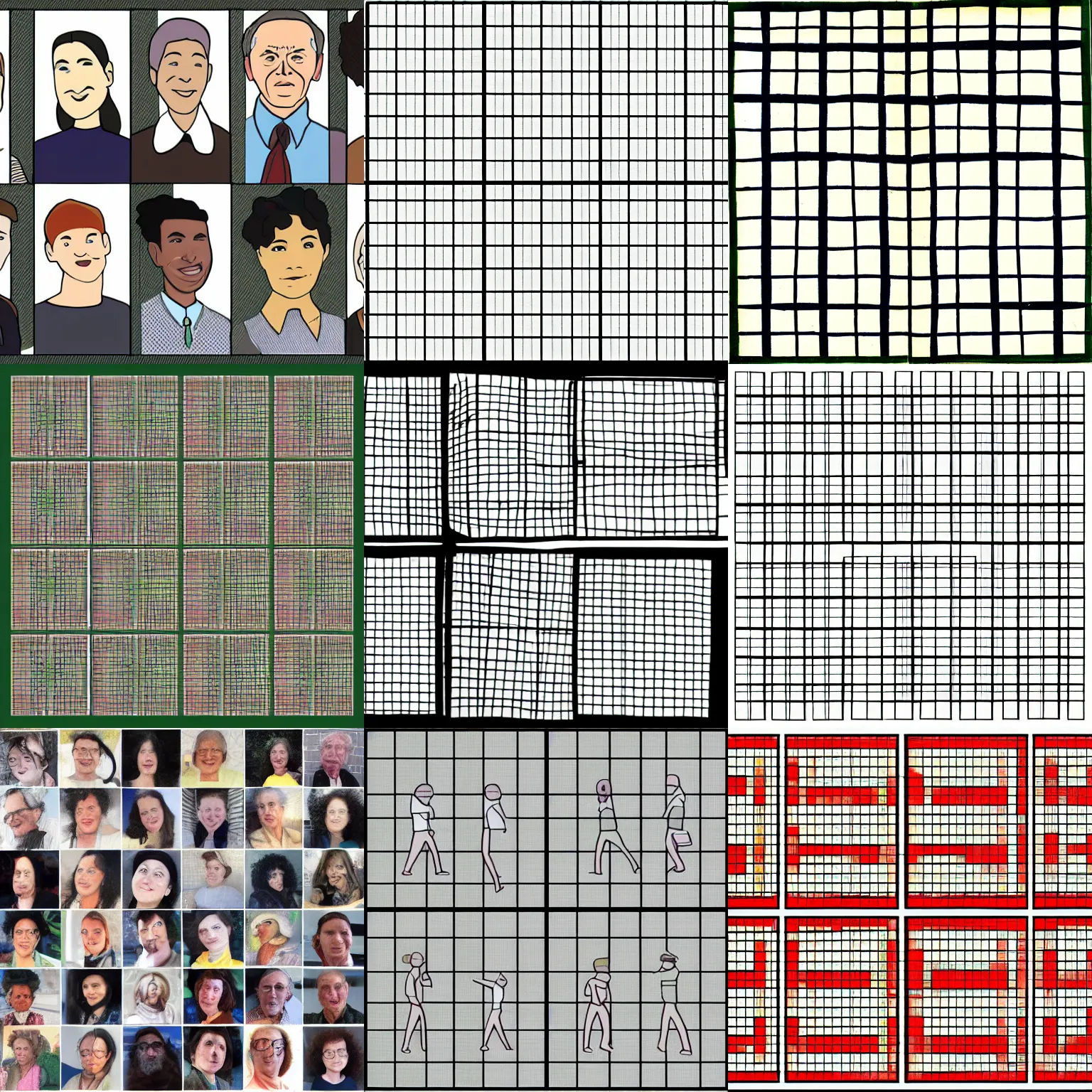 Prompt: a human - drawn 3 x 3 grid of squares