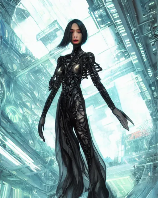 Prompt: front shot of a Sui He as cyberpunk, hyperdimensional, bioluminescent ethereal, ((intricate)), elegant, highly detailed, centered, (((artstation, concept art, smooth, sharp focus, artgerm, Tomasz Alen Kopera, Peter Mohrbacher, donato giancola, Joseph Christian Leyendecker, WLOP, Boris Vallejo))), octane render, nvidia raytracing demo