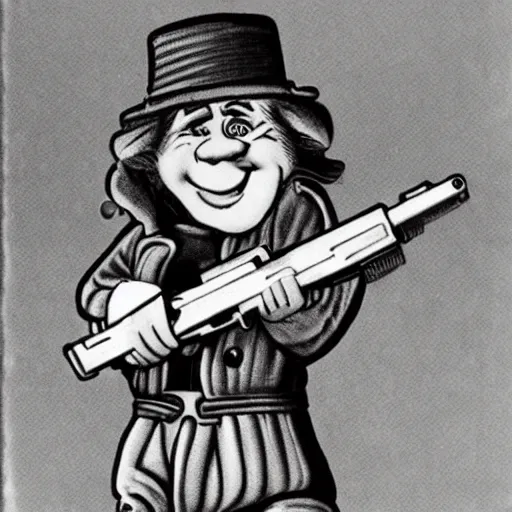 Image similar to noddy with a gun