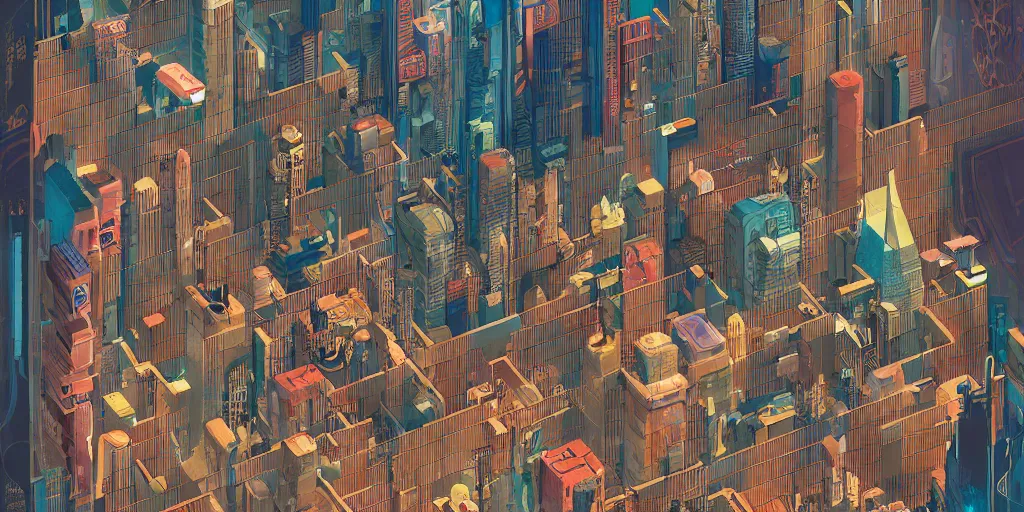 Image similar to a graphic layout design maze poster of cyberpunk city, chris ware, peter mohrbacher, jane newland, peter gric, chris ware, aaron horkey, illustration, artstation