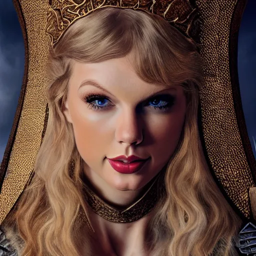 Image similar to the body portrait of taylor swift in a knight armor, epic fantasy art, mystical, mystic atmosphere, mythology, photo realistic, high detail, ultra realistic, hyper realistic, high definiton, 4 k uhd,