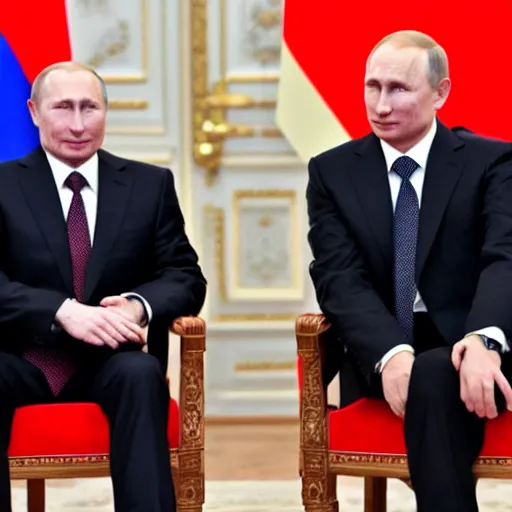 Image similar to putin teams up with a mysterious teenage putin