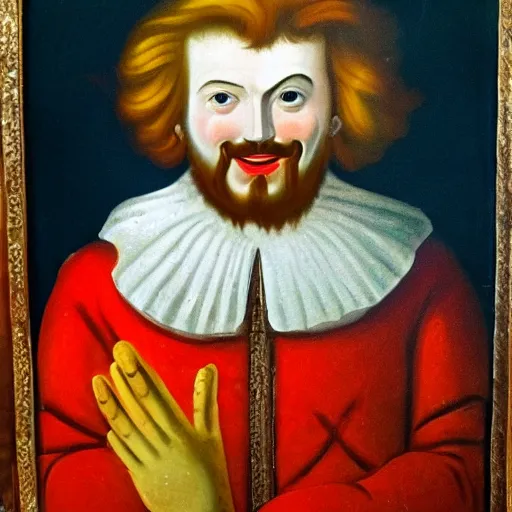 Prompt: 6 th century painting of king ronald mcdonald