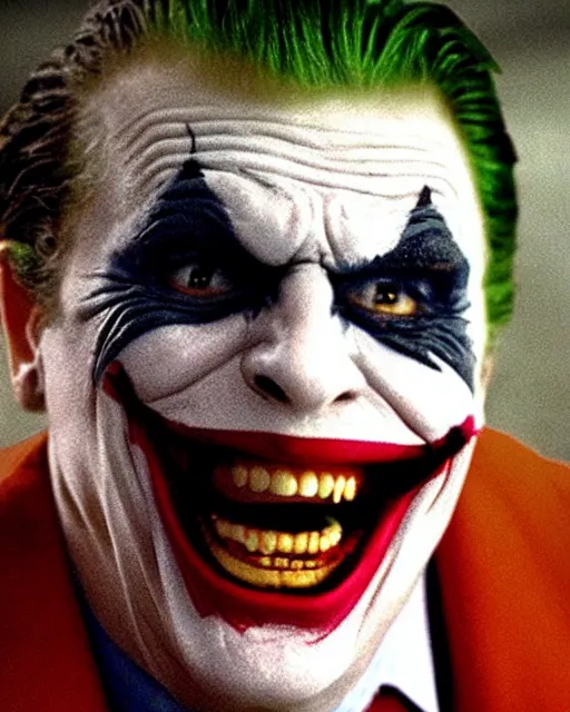 Image similar to Film still close-up shot of Vince McMahon as The Joker from the movie The Dark Knight