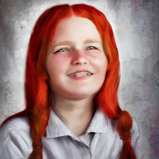 Prompt: red haired girl working in a nursery home in and old house,surrounded by old ladies, digital art