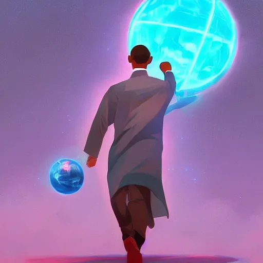 Prompt: evil obama destroying world, digital painting, artstation, ristan eaton, victo ngai, artgerm, rhads, ross draws, anime styled