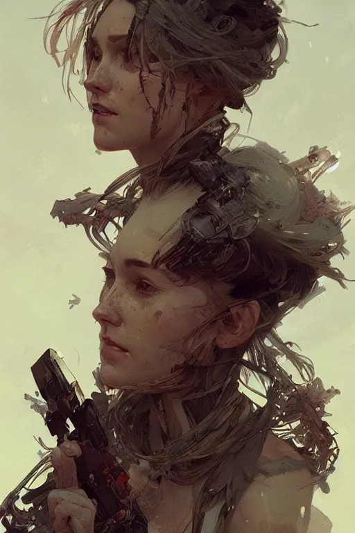 Prompt: A full portrait of a beautiful post apocalyptic offworld trapper, intricate, elegant, highly detailed, digital painting, artstation, concept art, smooth, sharp focus, illustration, art by Krenz Cushart and Artem Demura and alphonse mucha