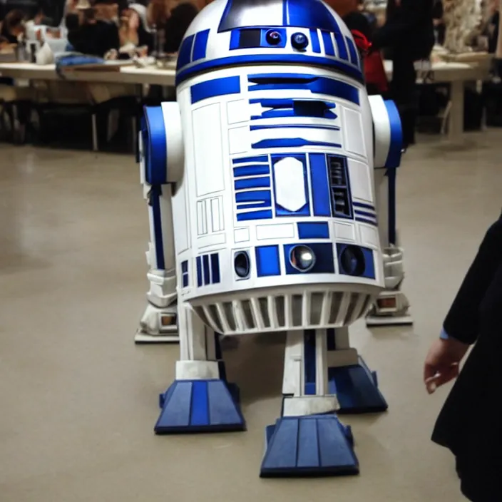 Image similar to anthropomorphized r 2 d 2 strutting around