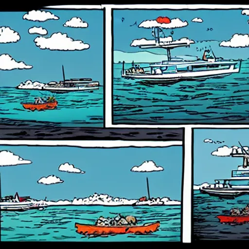 Image similar to comic yacht by bill waterson