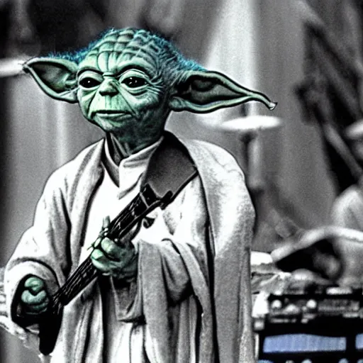 Image similar to yoda performing at woodstock