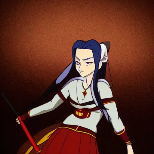 Image similar to cinematic shot of elizabeth you is princess azula