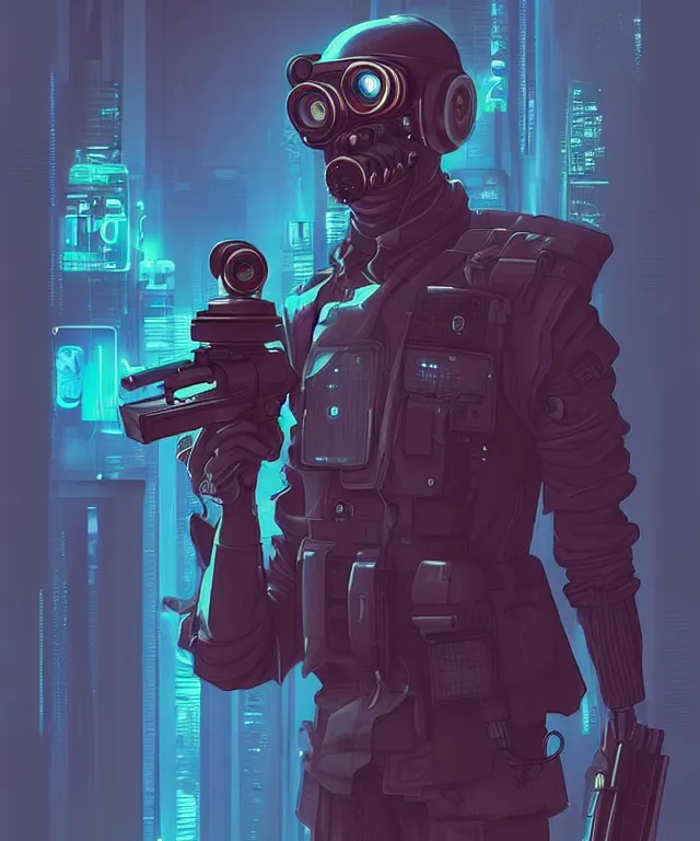 Image similar to a portrait of an anthropomorphic surveillance camera holding an ak 4 7, cyberpunk!, fantasy, elegant, digital painting, artstation, concept art, matte, sharp focus, illustration, art by josan gonzalez