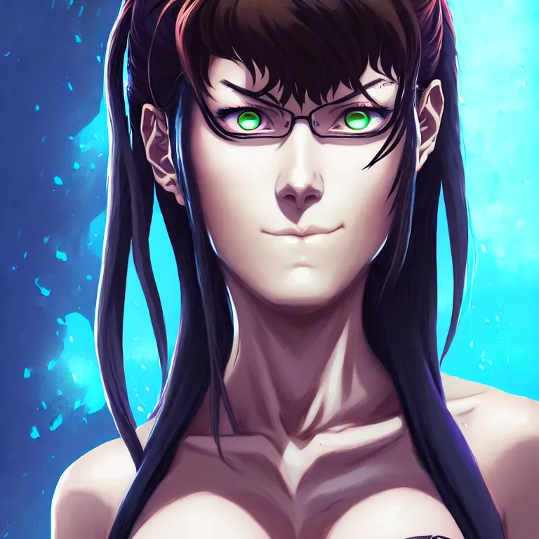 Image similar to a portrait of revy from black lagoon manga, symmetrical eyes, symmetrical face, art by lois van baarle and loish and ross tran and rossdraws and sam yang and samdoesarts and artgerm, digital art, highly detailed, intricate, sharp focus, trending on artstation hq, deviantart, unreal engine 5, 4 k uhd image