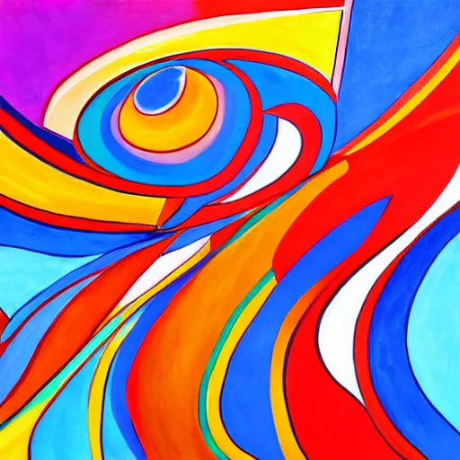 Image similar to award-winning large colorful lines abstract curved spacetime art painting