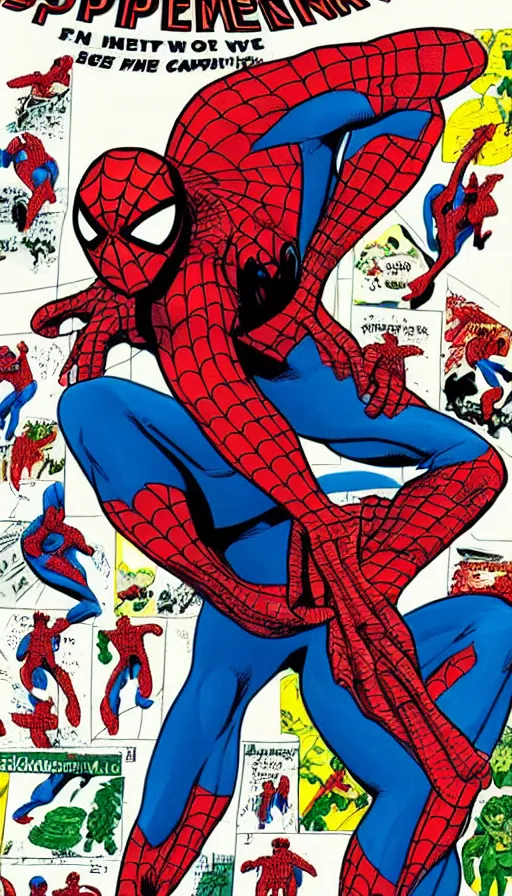 Prompt: comic book cover art of spiderman